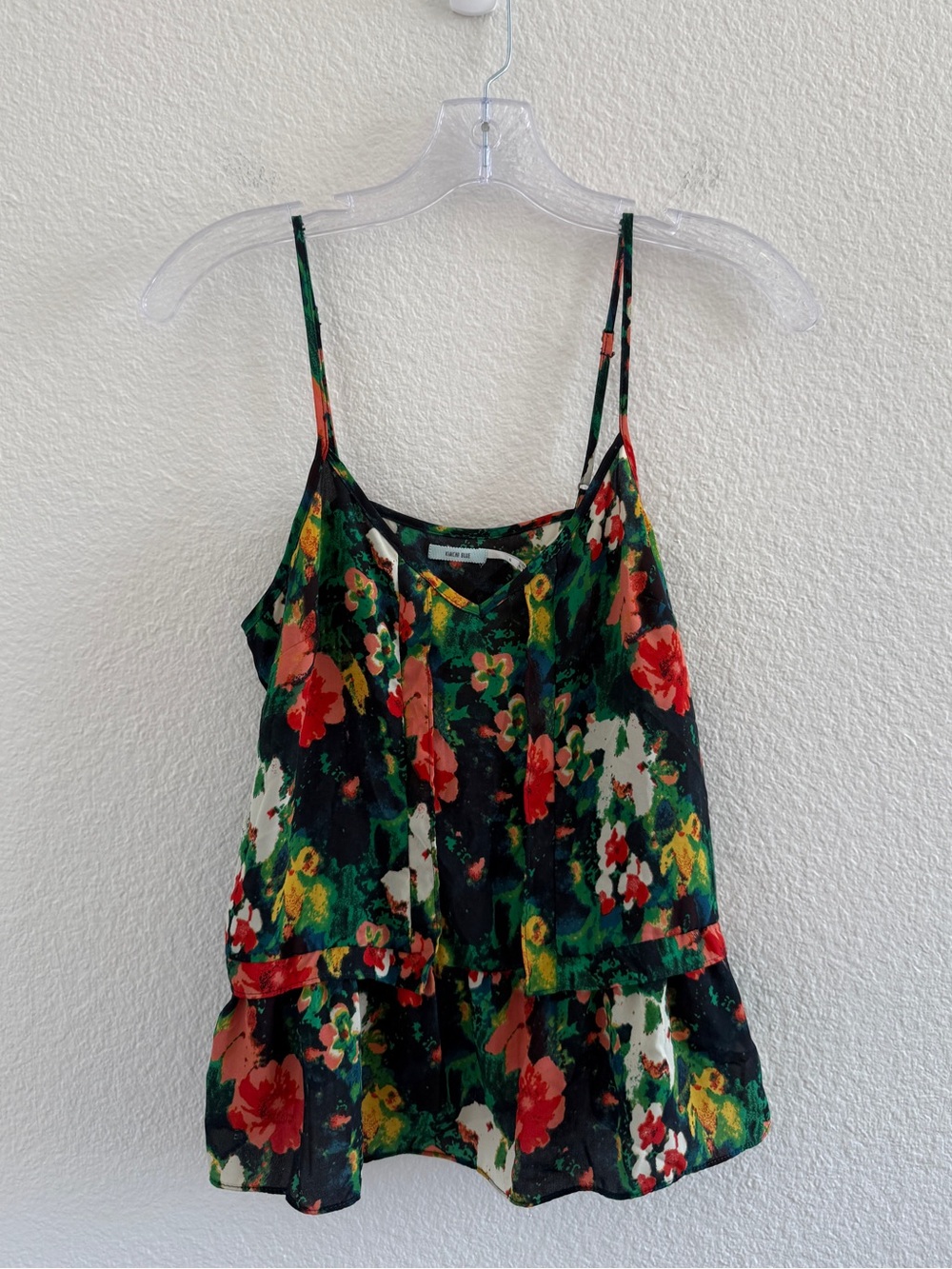 2016‎ Urban Outfitters Kimchi Blue Navy, Green and Red Floral Peplum Cami